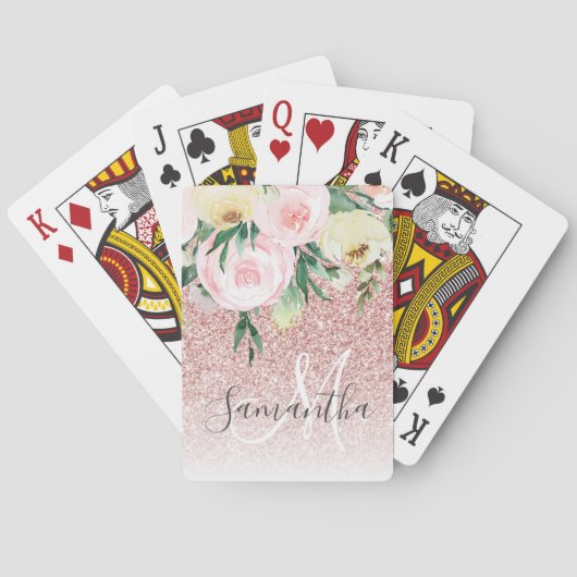 Jeu De Cartes Parties scintillant rose moderne & Fleurs Étincell (dos)