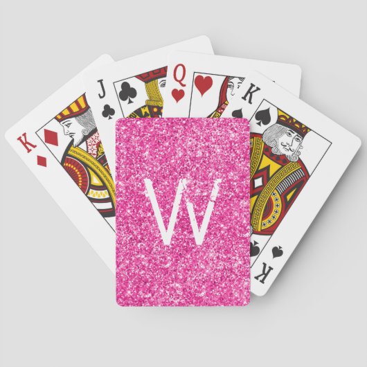 Jeu De Cartes Parties scintillant rose vif monogramme (dos)