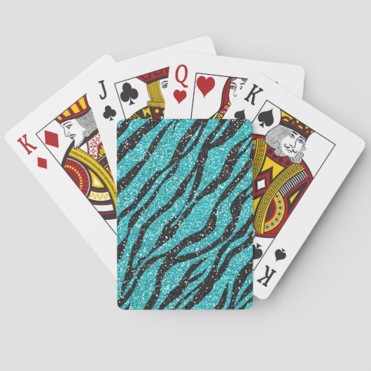 Jeu De Cartes Parties scintillant turquoise Zebra Print (dos)