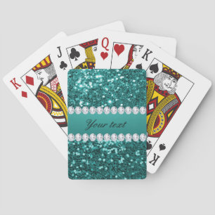 Jeu De Cartes Parties scintillantes turquoises chics et diamants