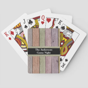 Jeu De Cartes Pastel Wood Plank Personnalisable Nom de famille