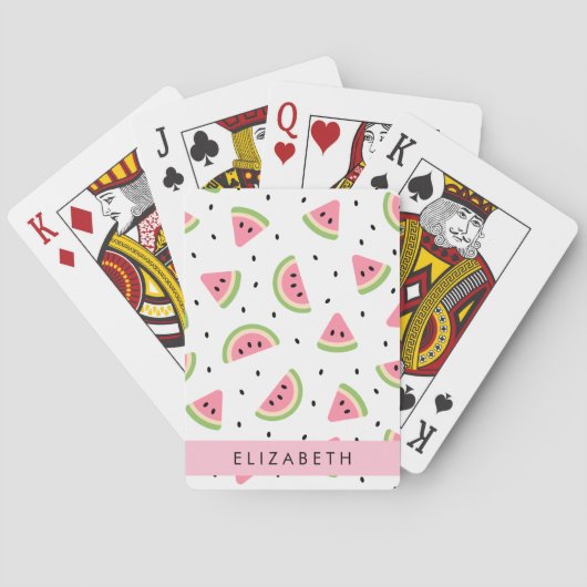 Jeu De Cartes Pastèque Rose, Pâtes De Pâques, Votre Nom (dos)