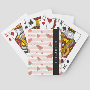 Jeu De Cartes Pastèques Rouges, Coeurs, Bandes, Votre Nom