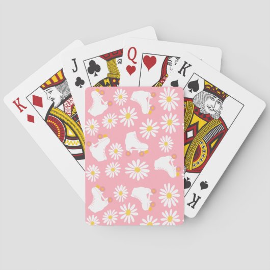 Jeu De Cartes Patins floraux Roller Patinage Motif rose (dos)