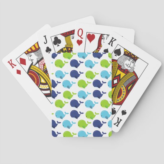 Jeu De Cartes Pattern of Whales, Cute Whales, Sea Animals (dos)