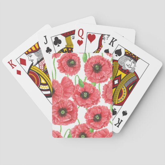 Jeu De Cartes Pavot aquarelle motif floral (dos)