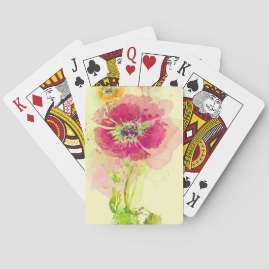 Jeu De Cartes Pavots peints 2 d'aquarelle (dos)