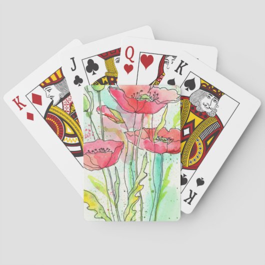 Jeu De Cartes Pavots peints d'aquarelle (dos)