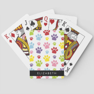 Jeu De Cartes Paws Colorés, Motif Paw, Paws Chiens, Votre Nom