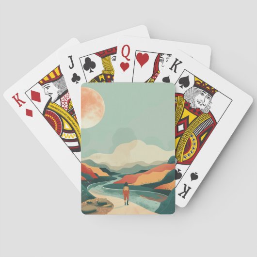Jeu De Cartes Paysage Abstrait de Boho (14) (dos)