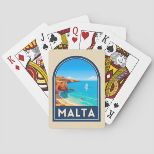 Jeu De Cartes Paysage côtier de Malte de voyage vintage rétro