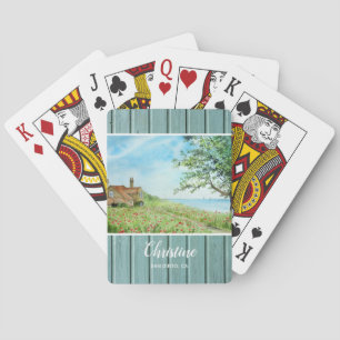 Jeu De Cartes Paysage de terrain de pavot peinture aquarelle