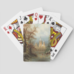 Jeu De Cartes Paysage d'hiver romantique avec patineurs de glace