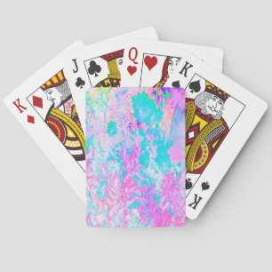 Jeu De Cartes Paysage d'hortensias bleu aqua et rose vif