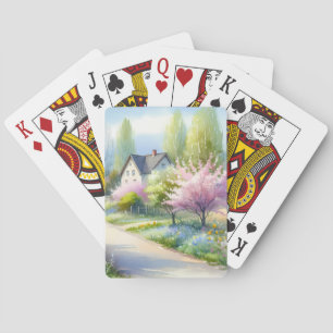 Jeu De Cartes Paysage enchanteur de campagne aux fleurs
