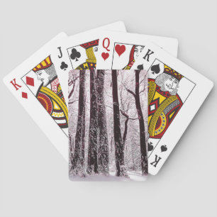 JEU DE CARTES PAYSAGE HIVERNAL NEIGEUX DES BOIS FORESTIERS