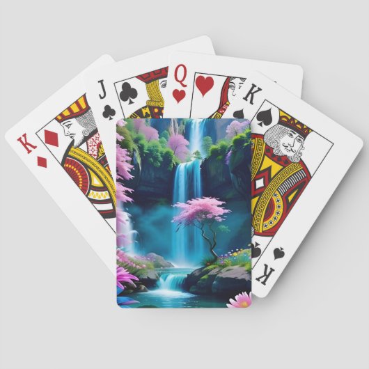 Jeu De Cartes Paysage magique Cascade et Fleur One (dos)