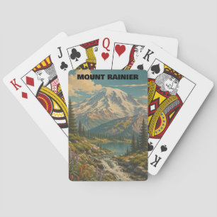 Jeu De Cartes Paysage vintage du parc national du mont Rainier