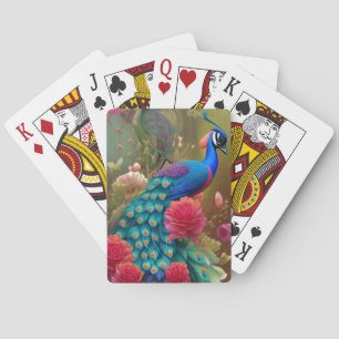 Jeu De Cartes Peacock bleu dans Rose Garden