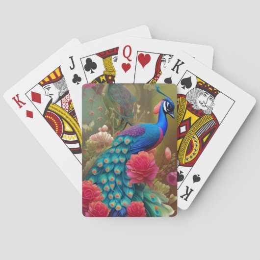 Jeu De Cartes Peacock bleu dans Rose Garden (dos)