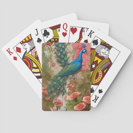 Jeu De Cartes Peacock en Apricot Jardin Rose (dos)