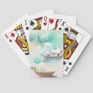 Jeu De Cartes Pêche Bateau Port Paysage Nature