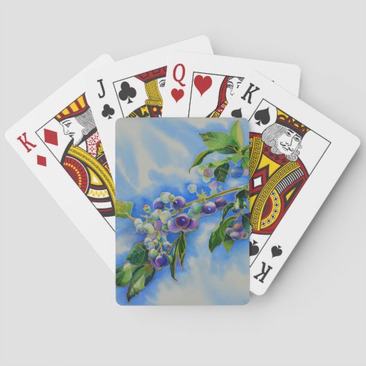 Jeu De Cartes peinture à l'aquarelle de bleuet (dos)