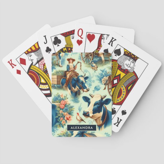 Jeu De Cartes Peinture à l'aquarelle de la vache de ferme (dos)