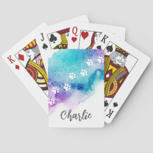 Jeu De Cartes Peinture à l'eau violette Empreinte de patte