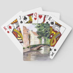 Jeu De Cartes Peinture aquarelle de Bruges par Farida Greenfield