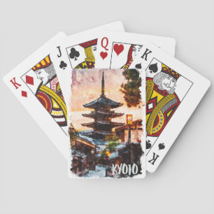Jeu De Cartes Peinture aquarelle du temple de Kyoto - Art japona