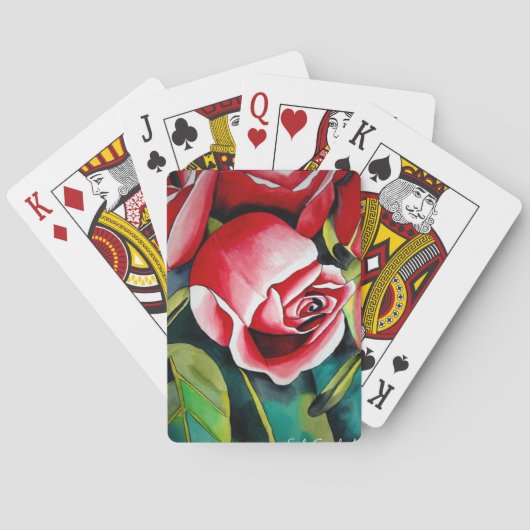 Jeu De Cartes Peinture aquarelle fleur de rosier rose (dos)