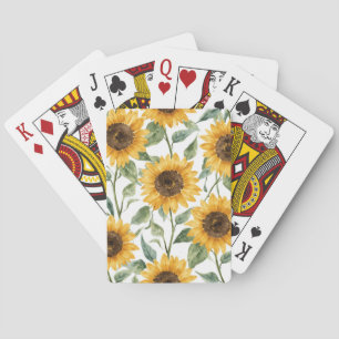 Jeu De Cartes Peinture aquarelle florale jaune Tournesols