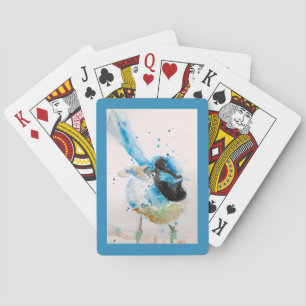 Jeu De Cartes Peinture aquarelle Troglodyte bleu Oiseaux austral