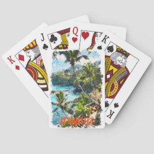 Jeu De Cartes Peinture aquarelle tropicale de l'île des Seychell
