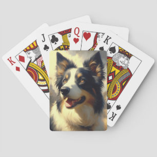 Jeu De Cartes Peinture Collie vintage