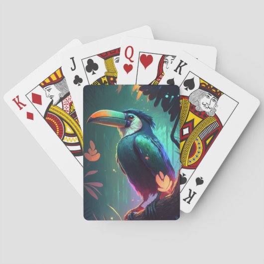 Jeu De Cartes Peinture d'animaux d'oiseaux du Toucan Arbre sauva (dos)