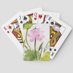 Jeu De Cartes Peinture d'aquarelle de la fleur de Lotus 2 2