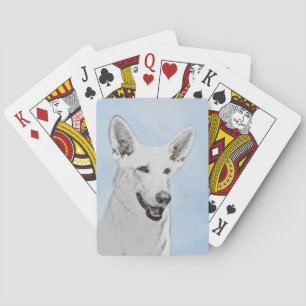 Jeu De Cartes Peinture de berger blanc - jolie art original de c