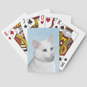 Jeu De Cartes Peinture de chat blanc - Cute Original Cat Art