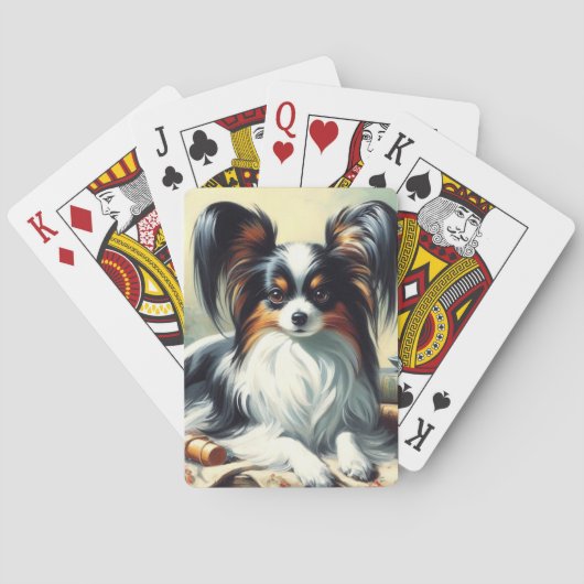 Jeu De Cartes Peinture de chien Papillon vintage (dos)