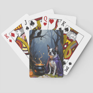 Jeu De Cartes Peinture de fantaisie d'Halloween de chien Boston