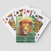 Jeu De Cartes Peinture de jungle de lion monogramme initial (dos)
