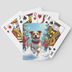 Jeu De Cartes Peinture de Noël Combat de boules de neige du Bord