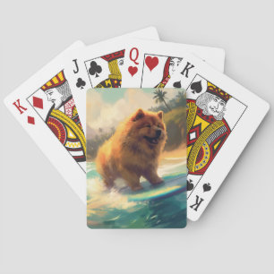 Jeu De Cartes Peinture de surf de la plage de Chow Chow