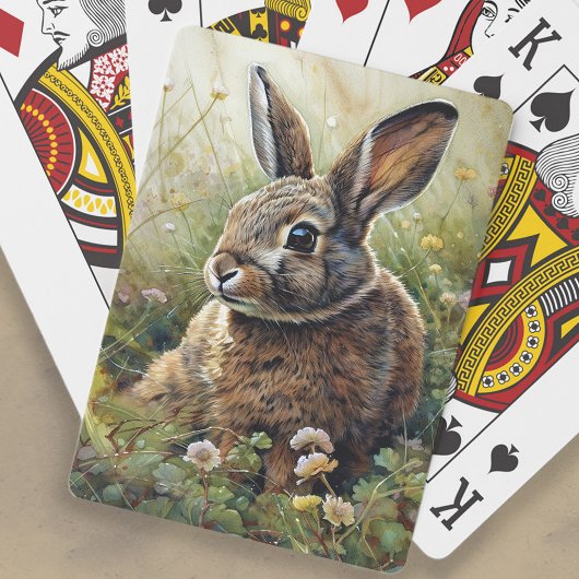 Jeu De Cartes Peinture de trèfle de lapin de lapin mignon 