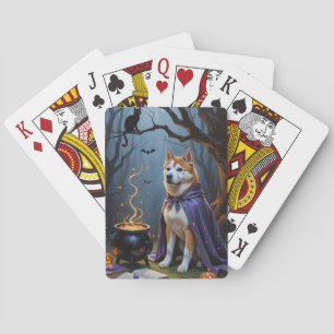 Jeu De Cartes Peinture d'Halloween fantaisiste de chien Akita