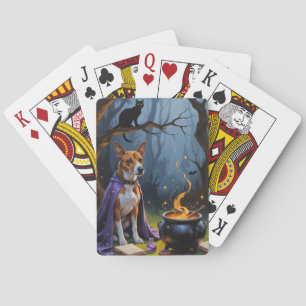 Jeu De Cartes Peinture d'Halloween lunaire de Basenji Chien