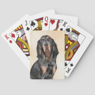 Jeu De Cartes Peinture en noir et blanc - Art original Chien