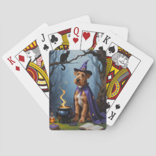 Jeu De Cartes Peinture fantaisiste d'Halloween de chien Airedale